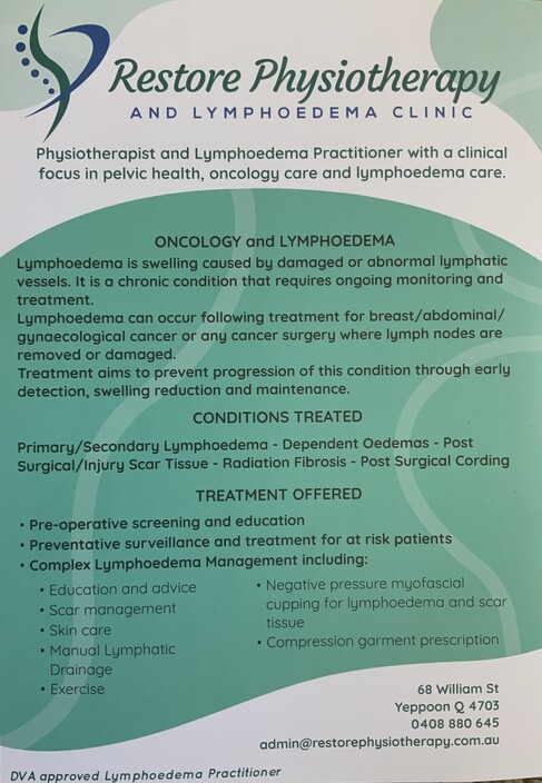 Restore Physiotherapy and Lymphoedema Clinic Pic 1