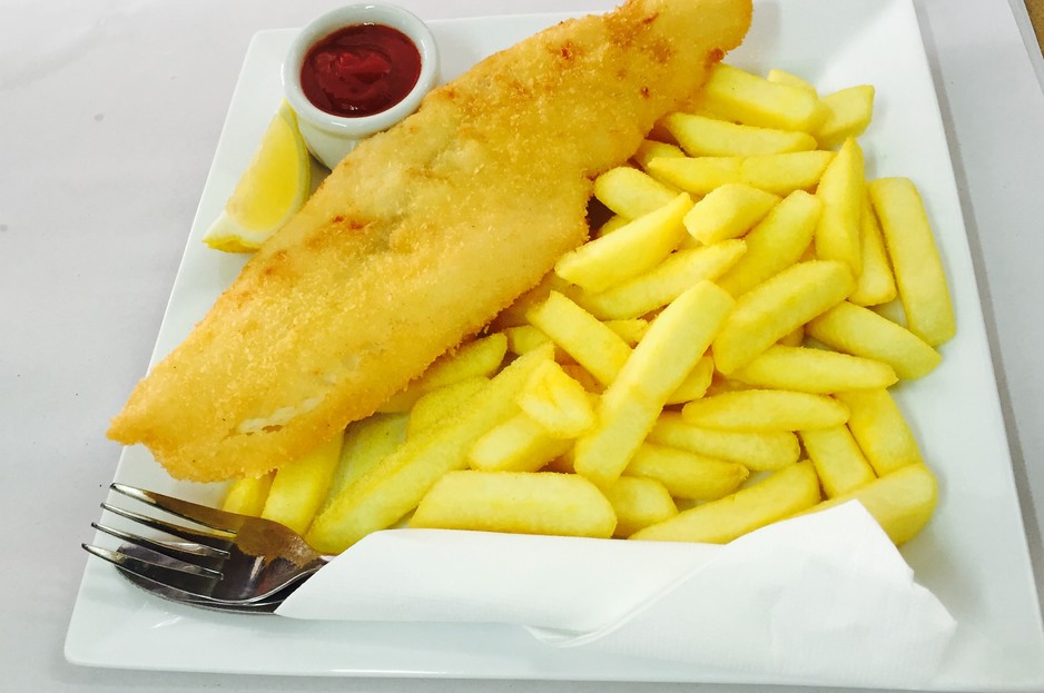 Blue Lagoon Seafood Pic 1 - Crumbed cod and chips