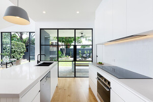 Emporium Kitchens Pic 5 - white kitchen with black sink