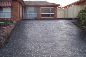 B.g. Concrete Contractors Pic 3 - Stencil Pattern Cobblestone Colour Black Boarder Brick