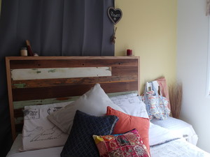 Enriched Interior & Furniture Designs Pic 3 - Recycled timber bed head with new tassie oak boarder