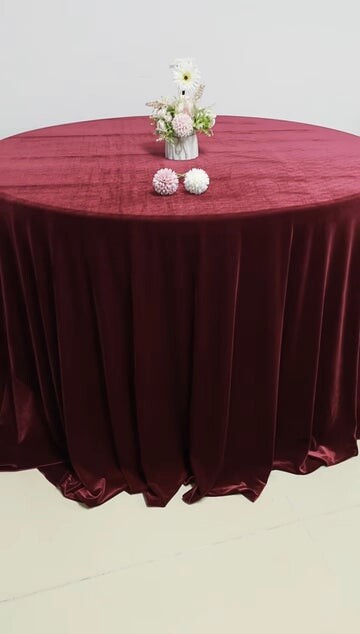 Luxe Wedding Decor Pic 1 - Maroon Velvet Table Cloth