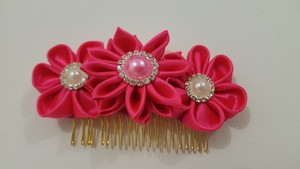 Now 'n' 4 Ever Floral Design Pic 5 - Kanzashi Hair Comb Comes in Purple Hot Pink and Bright Pink 1299each