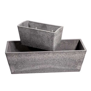 Designer Pots Pic 3 - Imitation Stone Grey White Stone Rectangle Planter 50cm