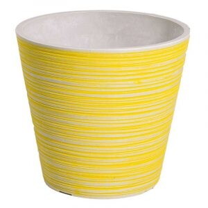 Designer Pots Pic 4 - Yellow and White Engraved Pot 17cm