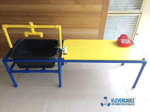 Klever Cages Pic 5 - Childrens water play table sent to us by a customer made from PVC connectors and pipe