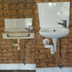 Bingo Plumbing Services Pic 2 - Before and after wall hung basin we installed today