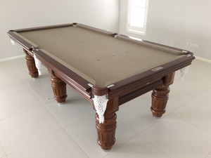 Master Billiards Pic 3 - 8ft x 4ft Commonwealth with a Commonwealth leg Medium Walnut finish and Beige cloth