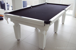 Master Billiards Pic 4 - 8ft x 4ft Cambridge with a Cambridge leg White finish and Black cloth