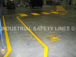 Industrial Safety Lines - Line Marking Melbourne Pic 3 - Safety Walkway Zebra and Caution Forklift Symbols Line Marking OHS LIne Marking Warehouse Factory Line Marking