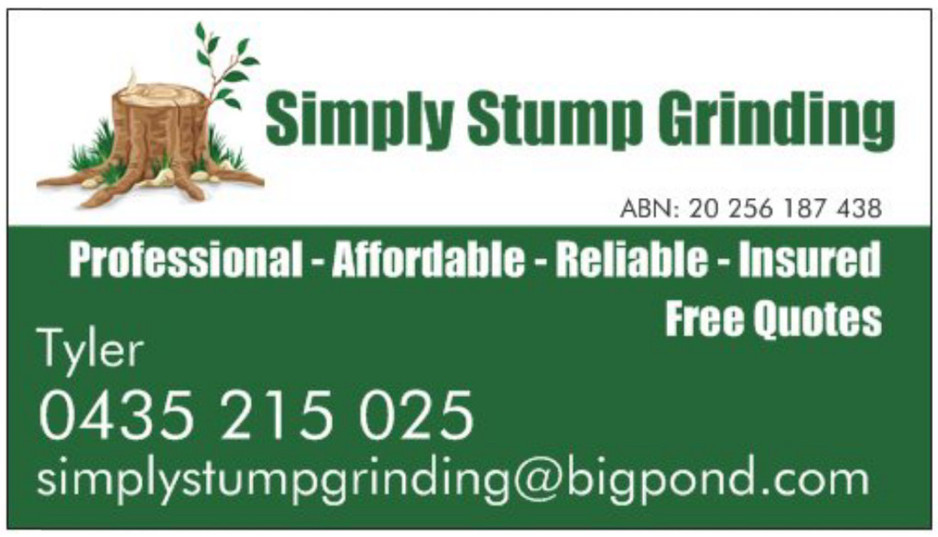 Simply Stump Grinding Pic 1 - Simply Stump Grinding Business card