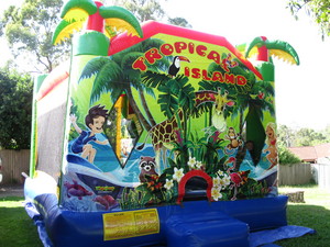 Brisbane Castle Hire Pty Ltd Pic 4 - Tropical Island Castle Jumping Castle with Slide