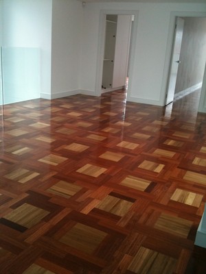 Classic Flooring and Polishing Pic 3 - Block Parquetry Flooring Sydney Blue Gum with Spotted Gum centres