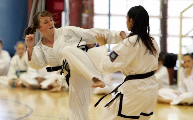 Pacific International Taekwondo Pic 1 - Girls sparring