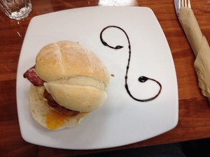 The Coffee Barun Pic 4 - Egg Bacon roll allegedly with bbq sauce thats the pretty dribble on the side