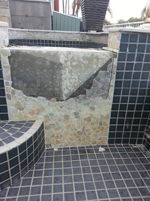 Greenaway Pools Pic 4 - Before Spill over from spa to pool damaged tiles