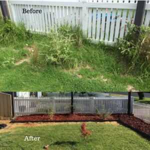 Cook maintenance Pic 3 - Wooden garden bed installed weeds removed and bark chips laid