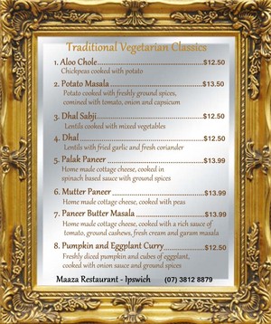 Maaza Restaurant Pic 2 - Vegetarian Menu Options