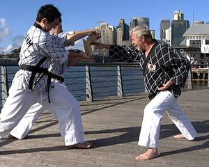 Walsh Martial Arts Australia Pic 3 - Grandmaster Walsh 8th Dan Black Belt demonstrating a spear hand board break