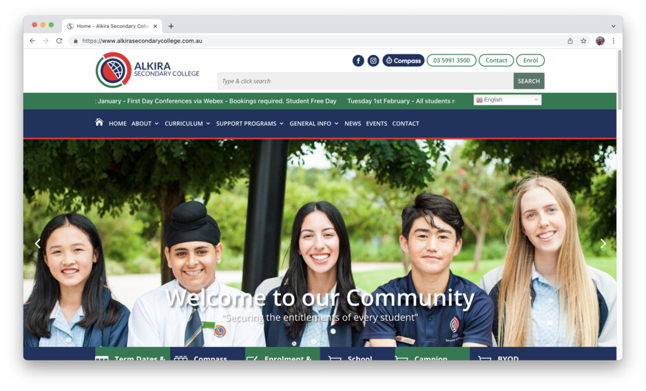 Ethos Website Design Pic 1 - Alkira Secondary College School Website Design