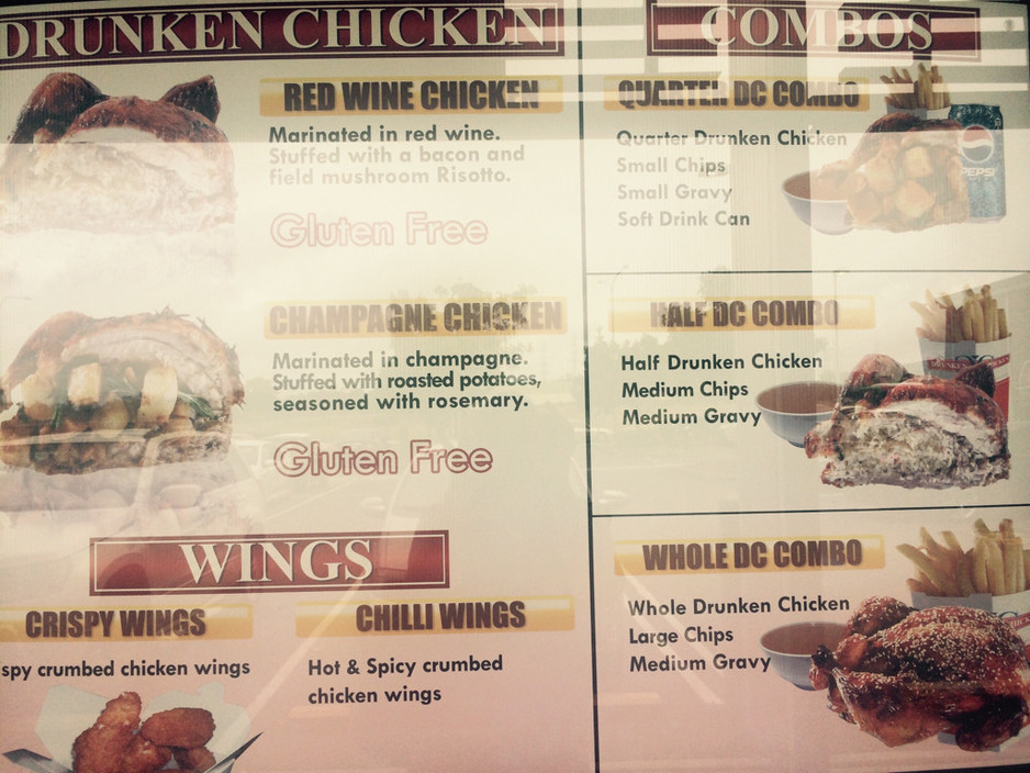 Drunken Chicken Pic 2 - Menu options