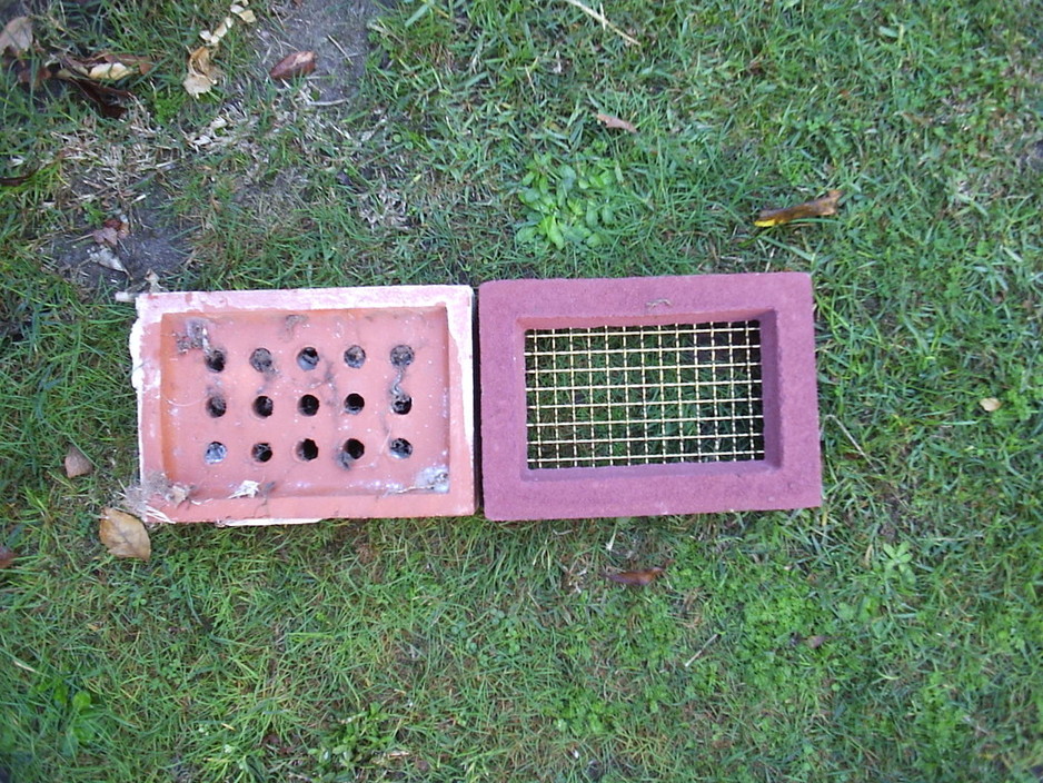 Damp Air Gone Pic 1 - Comparison Old vent and High Flow Vent Six times the air flow for the same size opening