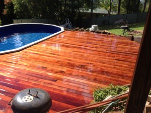 QUALITY CARPENTRY SERVICES Pic 2 - Hardwood timber deck around above ground pool