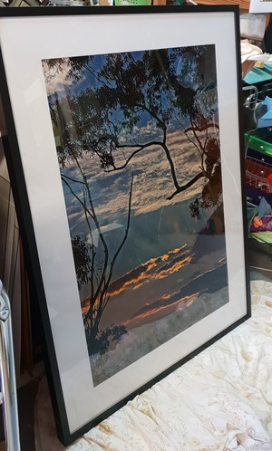 PicToFrame Pic 5 - Large Richard Batterley photograph of Berowra area with simple white mat black moulding This one is hanging in the foyer of Club Berowra