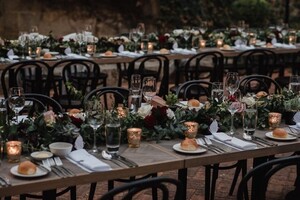 Beans & Bunches Pic 3 - Lamonts Bishops House Wedding long table flower garlands with candles