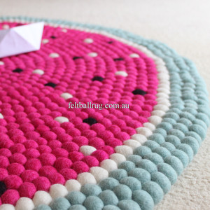 Felt Ball Rug Australia Pic 2 - watermelon felt ball rug