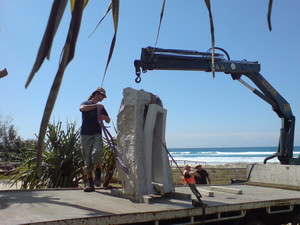 U -needa Crane Truck Hire Pic 3 - Statues transported and lifted into place