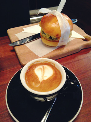 Sample Coffee Pic 3 - Macchiato and a breakfast brioche