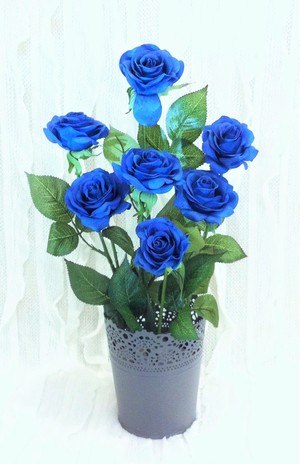 CC Flowers Perth Pic 3 - Artificial Silk Flower Blue Roses in a pot