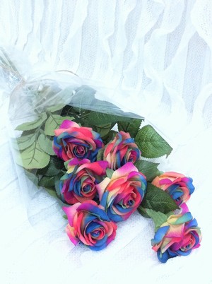 CC Flowers Perth Pic 5 - Artificial Silk Flower Rainbow Roses