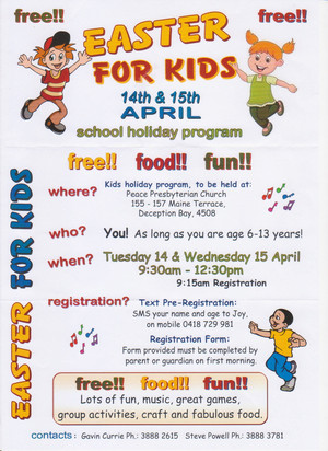 Peace Presbyterian Church Pic 3 - Advertising brochure for Easter for Kids