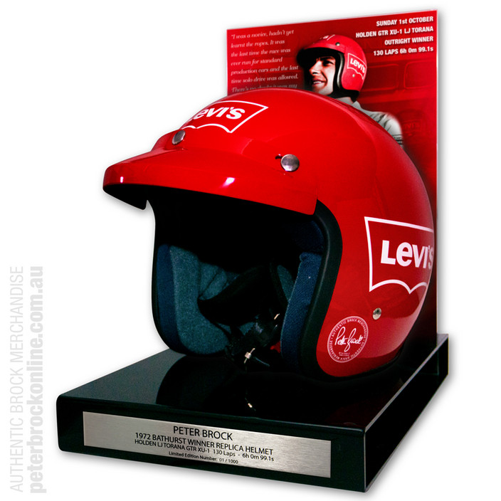 Peter Brock Online - Authentic Peter Brock Merchandise Online Pic 1 - 1972 Bathurst Peter Brock Replica Display Helmet