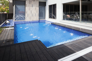 Boardwalk Pools Pic 3 - Fully Tiled in Bisaza Custom Mosaics Concrete Swimming Pool in Nedlands Infinity Edge Deck Jet Water Features