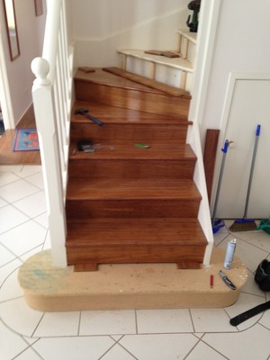 Central Coast Floating Floors Pic 4 - Rounded Stairs Before