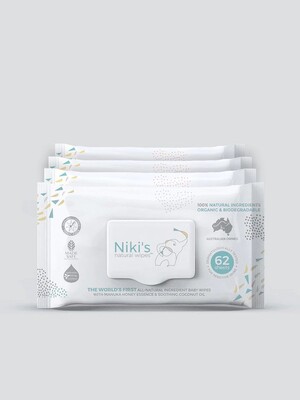 Niki's Natural Baby Wipes Pic 2 - Nikis Natural Baby Wipes 4 pack