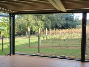 Hunter Aussie Outdoor Alfresco/Cafe Blinds Pic 5 - Clear PVC Blinds installed to allow extra seating in a Hunter Valley Winery Caf during the cooler weather