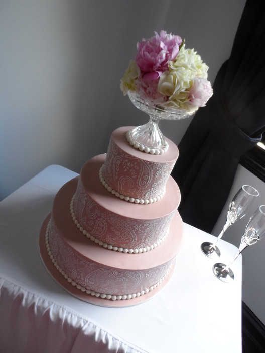 Finesse Cakes by Ingrid Pic 1 - Three Tier Stencilled Wedding Cake