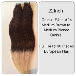 John Knight Hair Extensionist Pic 3 - 22inch European Remy Tape In Hair Extensions full head 40 pieces 230 for Ombre set