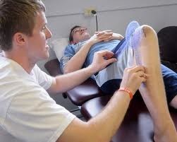 Grange Physiotherapy Pic 3 - Measuring knee range following surgery