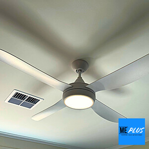 Mannum Electrical Plus Pic 4 - Pictured Brilliant 1320mm 52 VECTOR II 4 Blades Ceiling Sweep Fan with EzyFit ABS Blades Tri Colour LED Light Pure White Also available in Matt Black Call for a Free Quote On 0434 073 180