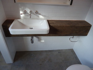 S-Side Construction Pic 5 - Bathroom Basin Cut Into Hardwood Beam