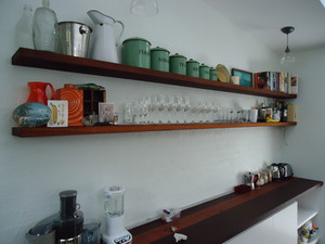 S-Side Construction Pic 4 - Floating Hardwood Shelves And Hardwood Benchtop