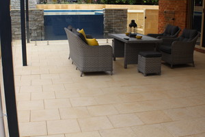 Castlestone Pic 3 - Alfresco area in Castlestone Sunny Yellow pavers is a beautiful extension to the home and pool area