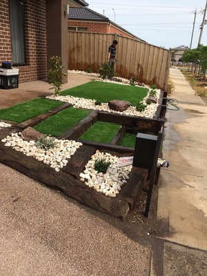 Expresslawnmowing Pic 3 - Railway sleepers long term strong landscaping with law budget less maintenance