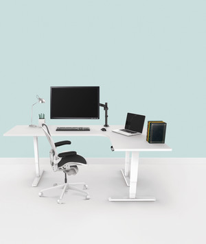 Ergonomic Furniture Direct Pic 3 - Deluxe Electric Corner Adjustable Desk