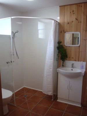 Hawley Beachside Accommodation Pic 4 - Ensuite Bathroom Wide entry level suitable for wheelchair